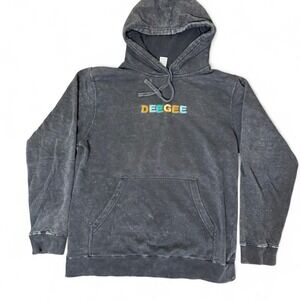 Alpha Delta Gamma DEEGEE Black Acid Wash Rainbow Logo Hoodie Size M